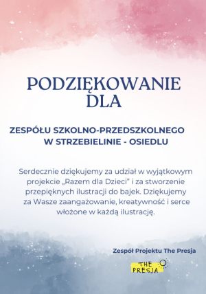 <span  class="uc-style-19309158674" style="color:#ffffff;">Podziękowanie za udział w projekcie "Razem dla Dzieci" Fundacji The Presja</span>