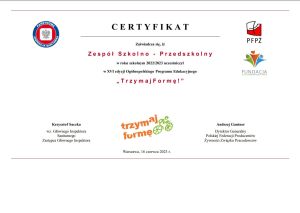 <span  class="uc-style-286716273856" style="color:#ffffff;">Certyfikat XVI edycji Ogolnpolskiego Programu Edukacyjnego "Trzymaj Formę"</span>